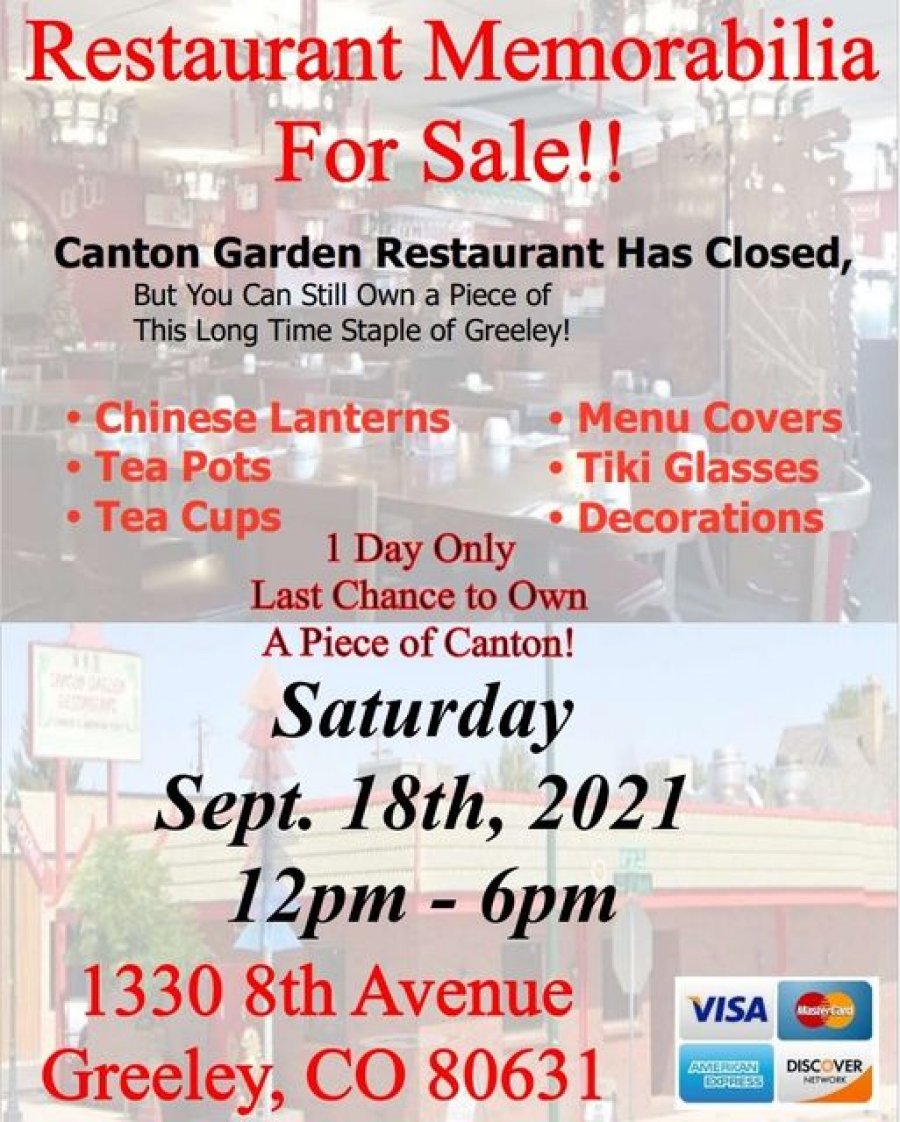 Canton Garden Restaurant Memorabilia Sale